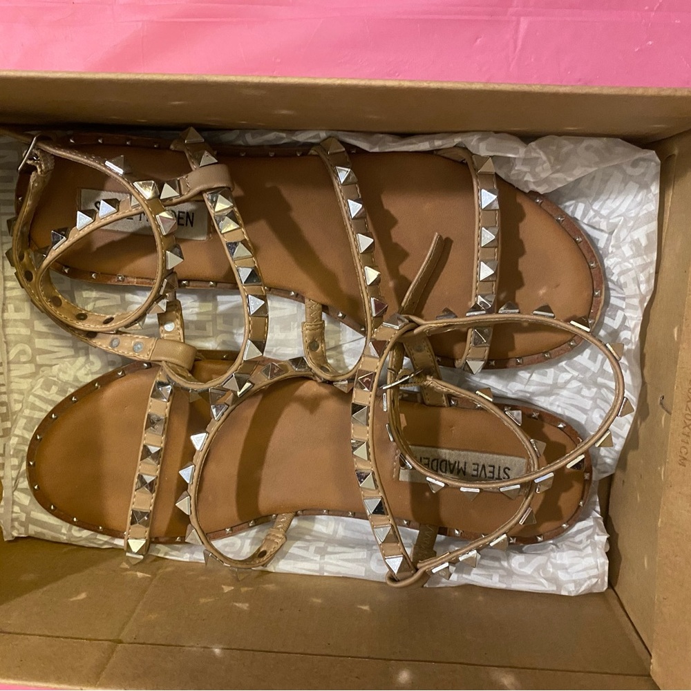 Steve Madden Tan Studded Sandals